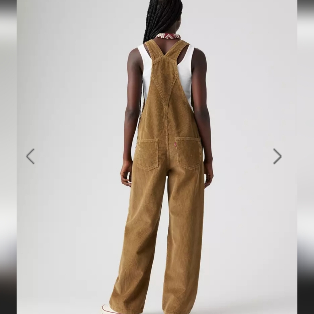 Women's Brown Corduroy Overalls - Picture 5 of 7